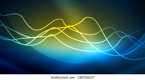 Neon wave abstract background vector