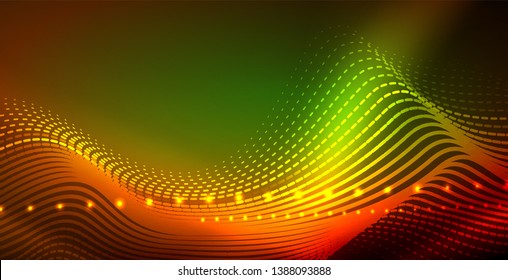 Neon wave abstract background vector