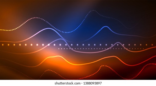 Neon wave abstract background vector