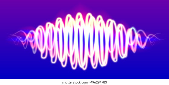 Neon wave abstract shiny figure with lines