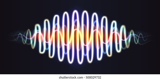 Neon wave abstract shiny figure with lines