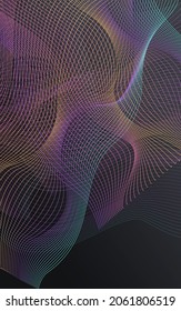 Neon Wave Effect Vector Black Background. Color Dynamic Element Geometric Brochure. Wavy Creative Banner. Gradient Stripe Motion Backdrop.
