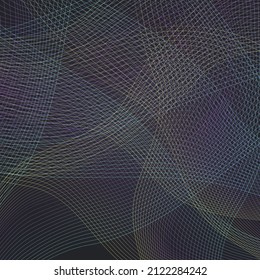 Fondo negro del vector de luz de onda de neón. Cubierta de sonido de línea degradada. Banner de tecnología de flujo. Diseño de música arcoiris ondulada.