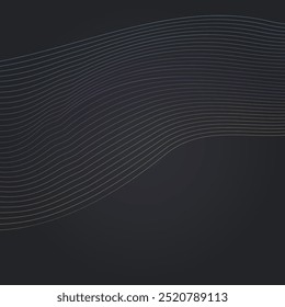Fondo negro de Vector de luz de onda de neón. Patrón de Smoke de forma de arco iris. Anuncio de efecto de rayas. Folleto creativo de forma de onda digital.