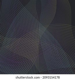 Neon Waveform Energy Vector Black Background. Gradient Curve Smooth Banner. Wavy Creative Illustration. Digital Shape Motion Template.