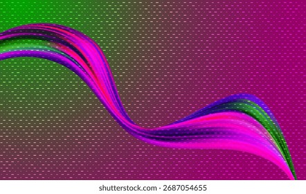 Neon Waves flow on the textured background. Vector Abstract motion wave background
