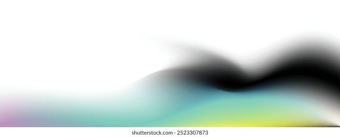 Neon wavy gradient blurred vector background. Y2k light and dark wave design. Aesthetic duotone futuristic gradient backdrop. Vector liquid texture. Wide horizontal abstract minimalist template 