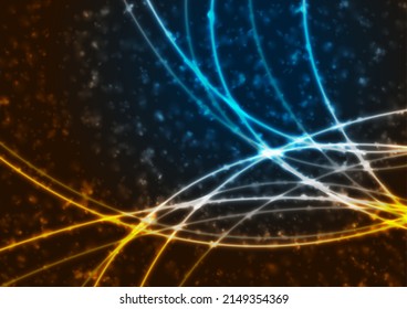 Neon wavy lines with bokeh glowing background. Graphic vector design