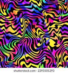 Neon wavy lines with star background