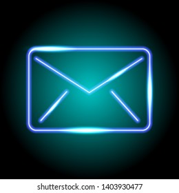 neon web blue mail icon concept, message isolated