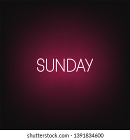 Neon weekday Sunday. Typography effect. Vector illustration.