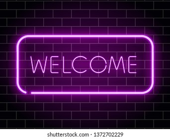 Neon Welcome Banner Color Neon Frame Stock Vector (Royalty Free ...