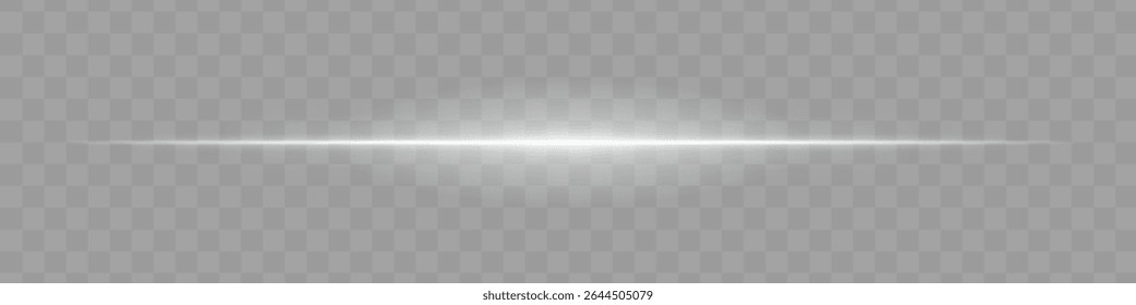 Neon white horizontal light beam with soft edges and glowing aura on transparent background. A sleek energy pulse perfect for sci-fi UIs, HUDs, or digital light transitions.