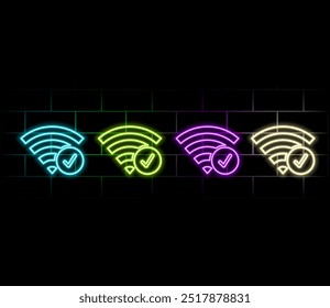 Ícone Neon Wi-Fi em um plano de fundo preto. Sinal de noite brilhante e elegante.