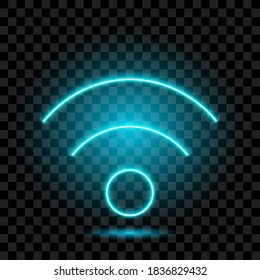 Neon wifi sign, isolated, vector illustration.