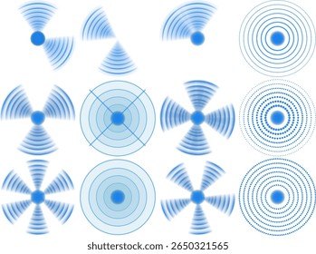 Neon Wi-Fi symbol flashes with pulse animation rhythm. Cyan radar sweeps with glowing magnetic field waves. Digital sonar rings echo around detection core. Sound loop glimmers
