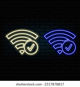 neon wifi symbol with purple color and black background.