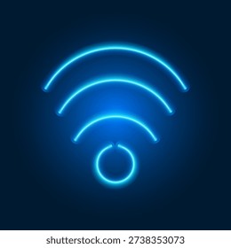 Neon wifi and wireless sign, connection signal icon, vector illustration.