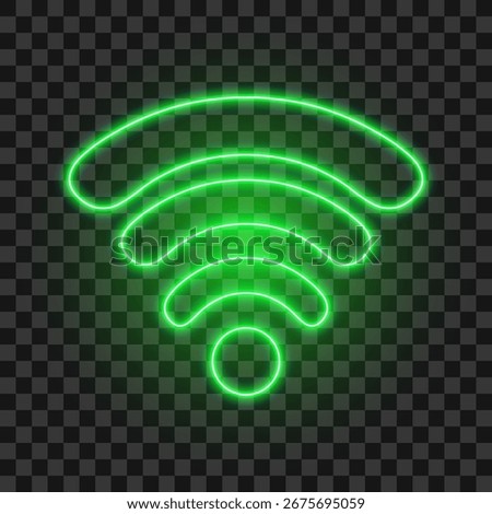 Neon wifi and wireless sign, connection signal icon, vector illustration.