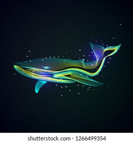 Neon will, abstract futuristic underwater creature, stylish illustration eps10