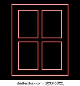 Neon window red color vector illustration flat style image