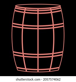 Neon wine or beer barrels red color vector illustration flat style light image