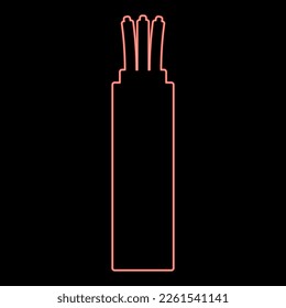 Neon wire Cord electrical cable curved power optical fibre red color vector illustration image flat style