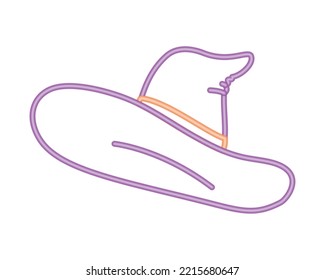 neon witch hat on white background