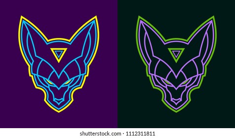 Neon wolf head