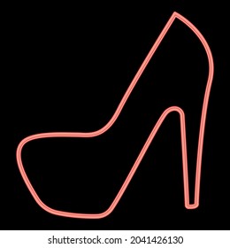 Neon woman shoes red color vector illustration flat style image