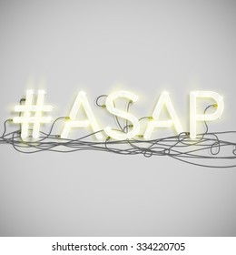 A neon word with a hashtag, vector