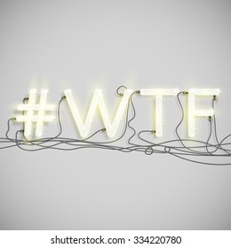 A neon word with a hashtag, vector