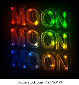 neon word MOON