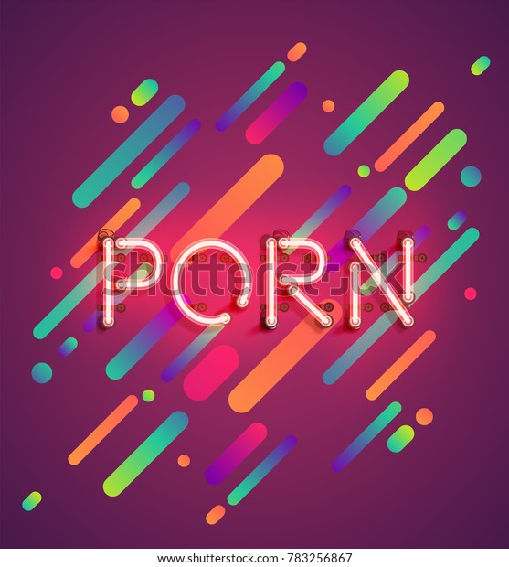 557px x 620px - Vetor stock de Neon Word Porn Colorful Lane Background ...