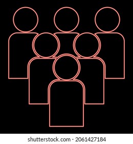 Neon working together team concept red color vector illustration flat style light image