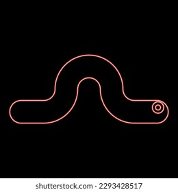Neon worm earth earthworm rainworm caterpillar angleworm annelida invertebrate crawling larva red color vector illustration image flat style