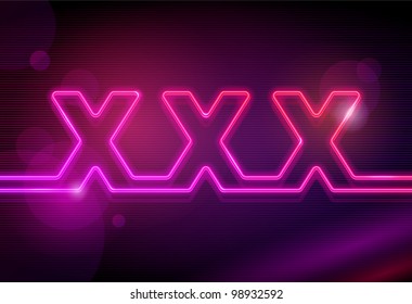 Neon XXX signboard - vector illustration