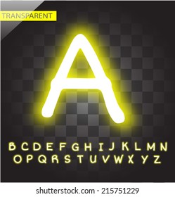 Neon Yellow Alphabet Vector