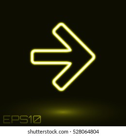 Neon Yellow Arrow. Vector Illustration