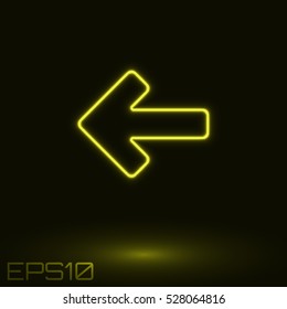 Neon Yellow Arrow. Vector Illustration