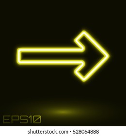 Neon Yellow Arrow. Vector Illustration