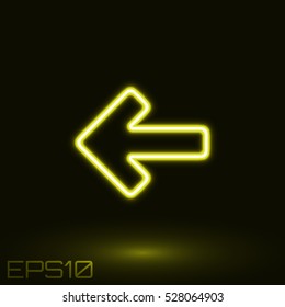 Neon Yellow Arrow. Vector Illustration