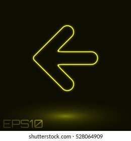 Neon Yellow Arrow. Vector Illustration