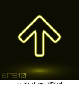 Neon Yellow Arrow. Vector Illustration