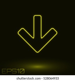 Neon Yellow Arrow. Vector Illustration