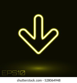 Neon Yellow Arrow. Vector Illustration