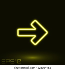 Neon Yellow Arrow. Vector Illustration