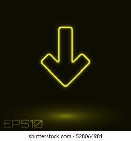 Neon Yellow Arrow. Vector Illustration