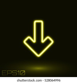 Neon Yellow Arrow. Vector Illustration