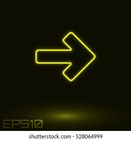 Neon Yellow Arrow. Vector Illustration